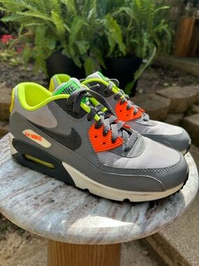 Nike Kids' Air Max Sneakers - Gray with Neon Green & Orange